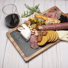 Load image into Gallery viewer, Slate and Acacia Charcuterie Boards, Personalized - Glowfish Design Studio