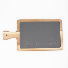 Load image into Gallery viewer, Slate and Acacia Charcuterie Boards, Personalized - Glowfish Design Studio