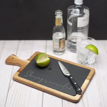 Load image into Gallery viewer, Slate and Acacia Charcuterie Boards, Personalized - Glowfish Design Studio