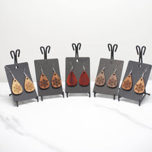 Load image into Gallery viewer, Snowflake Teardrop Hardwood Earrings - Glowfish Design Studio