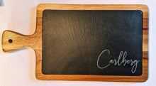Load image into Gallery viewer, Slate and Acacia Charcuterie Boards, Personalized - Glowfish Design Studio