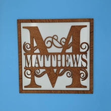 Load image into Gallery viewer, Swirl Split Monogram, mounted and framed. - Glowfish Design Studio