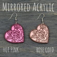 Load image into Gallery viewer, Rose Heart Earrings - Glowfish Design Studio
