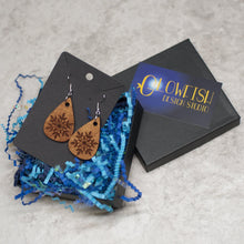 Load image into Gallery viewer, Snowflake Teardrop Hardwood Earrings - Glowfish Design Studio
