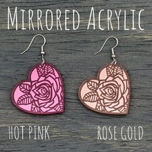 Load image into Gallery viewer, Rose Heart Earrings - Glowfish Design Studio
